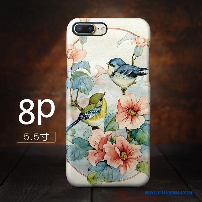 iPhone 8 Plus Kunst Anti-fald Etui Blå Vind Kinesisk Stil Vintage