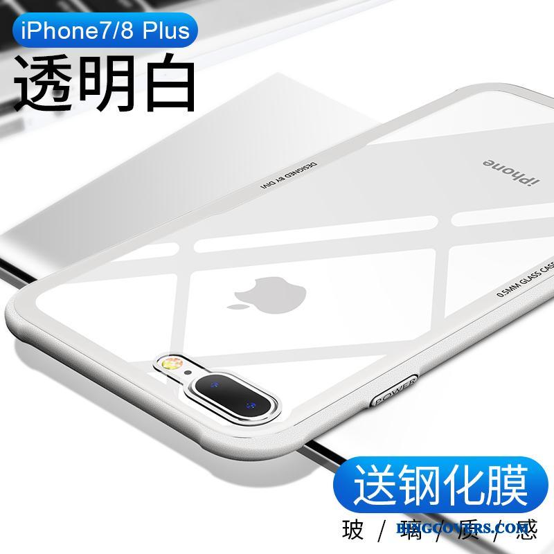 iPhone 8 Plus Silikone Etui Guld Telefon Glas Pu Gennemsigtig