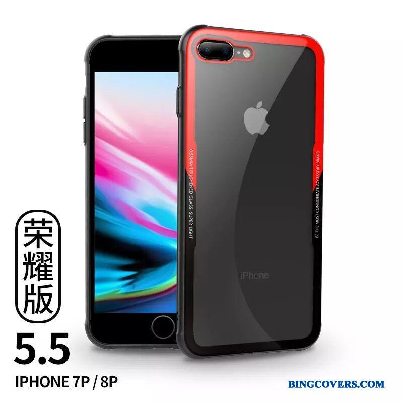 iPhone 8 Plus Skærmbeskyttelse Telefon Etui Gennemsigtig Rød Ny Cover Hærdet Glas
