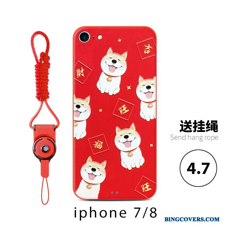 iPhone 8 Plus Telefon Etui Joyous Alt Inklusive Ny Hund Rød Anti-fald