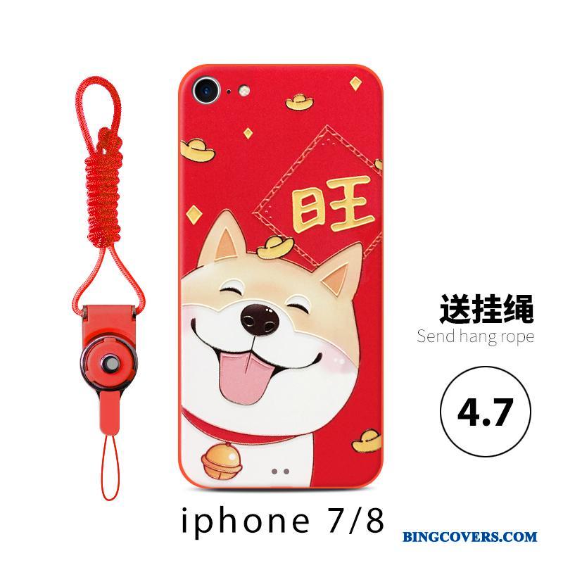 iPhone 8 Plus Telefon Etui Joyous Alt Inklusive Ny Hund Rød Anti-fald