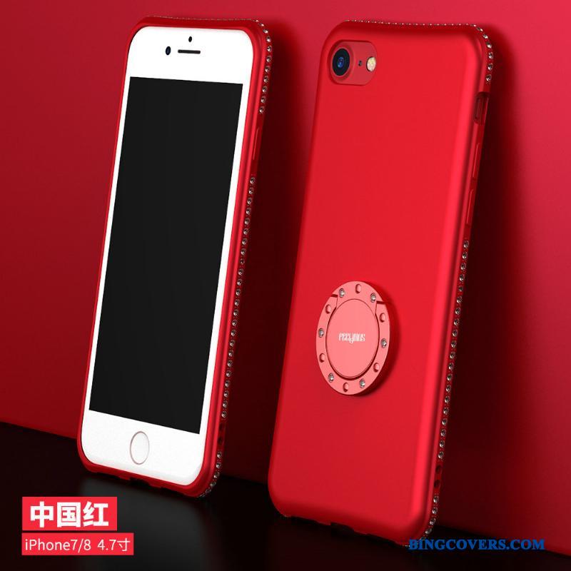 iPhone 8 Strass Cover Lilla Net Red Support Anti-fald Telefon Etui