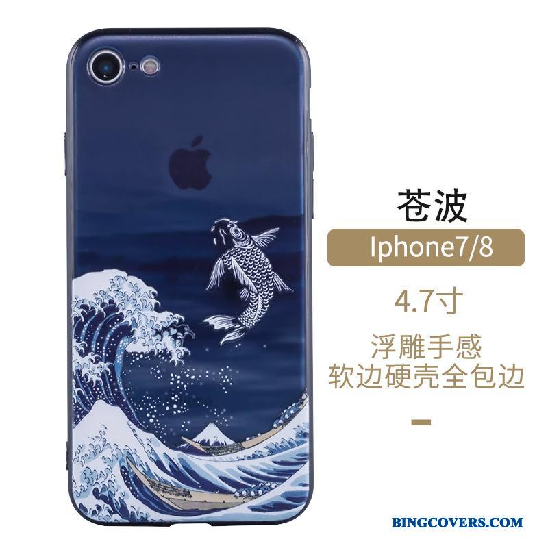 iPhone 8 Telefon Etui Beskyttelse Af Personlighed Trendy Vind Blå Cover