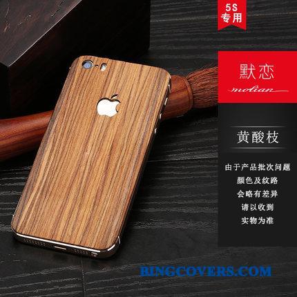 iPhone Se Beskyttelse Metal Etui Træ Telefon Ramme Cover