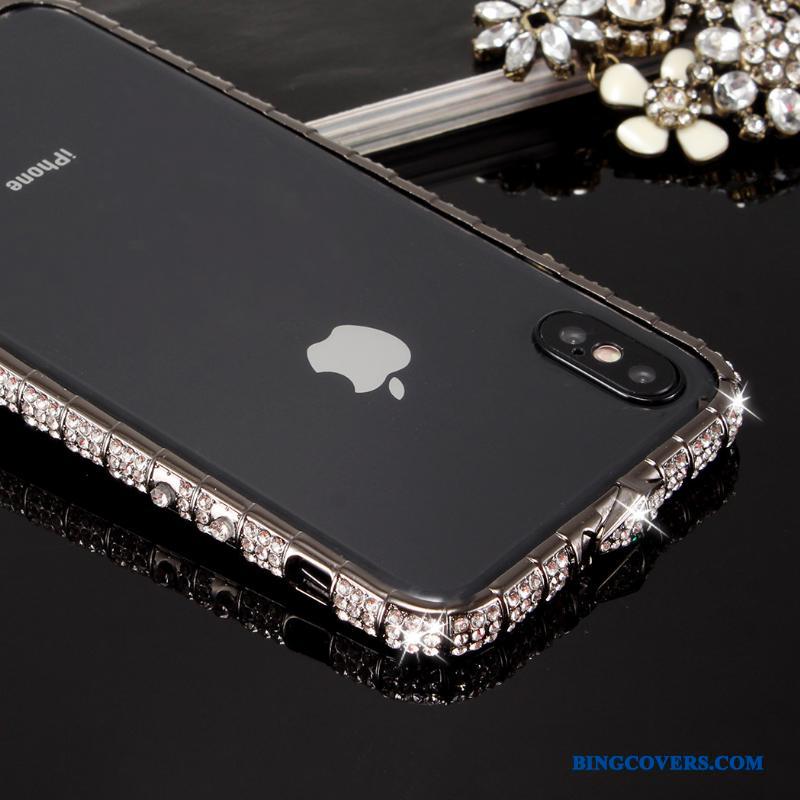 iPhone X Anti-fald Strass Etui Cover Ramme Guld Trend