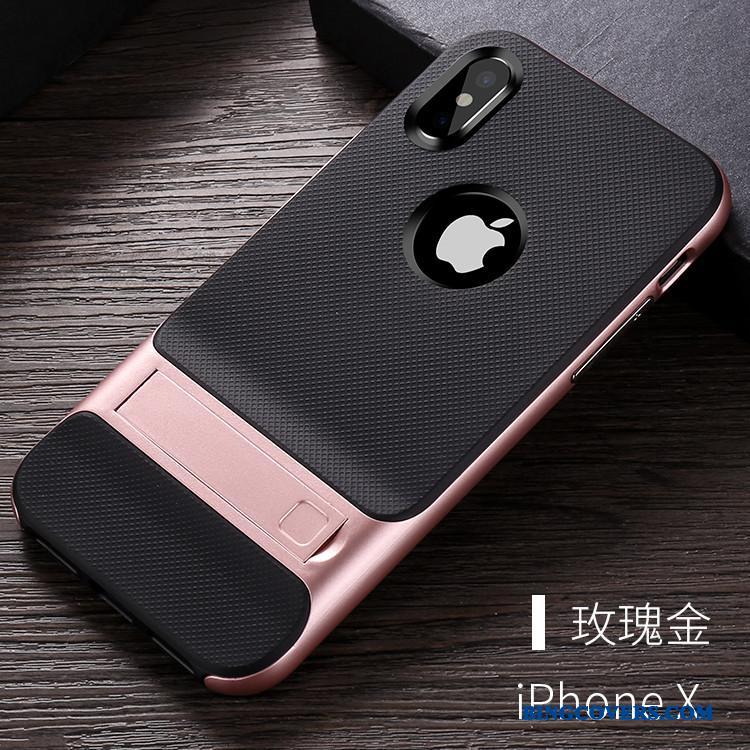 iPhone X Etui Alt Inklusive Hængende Ornamenter Anti-fald Cover Rød Support Tynd