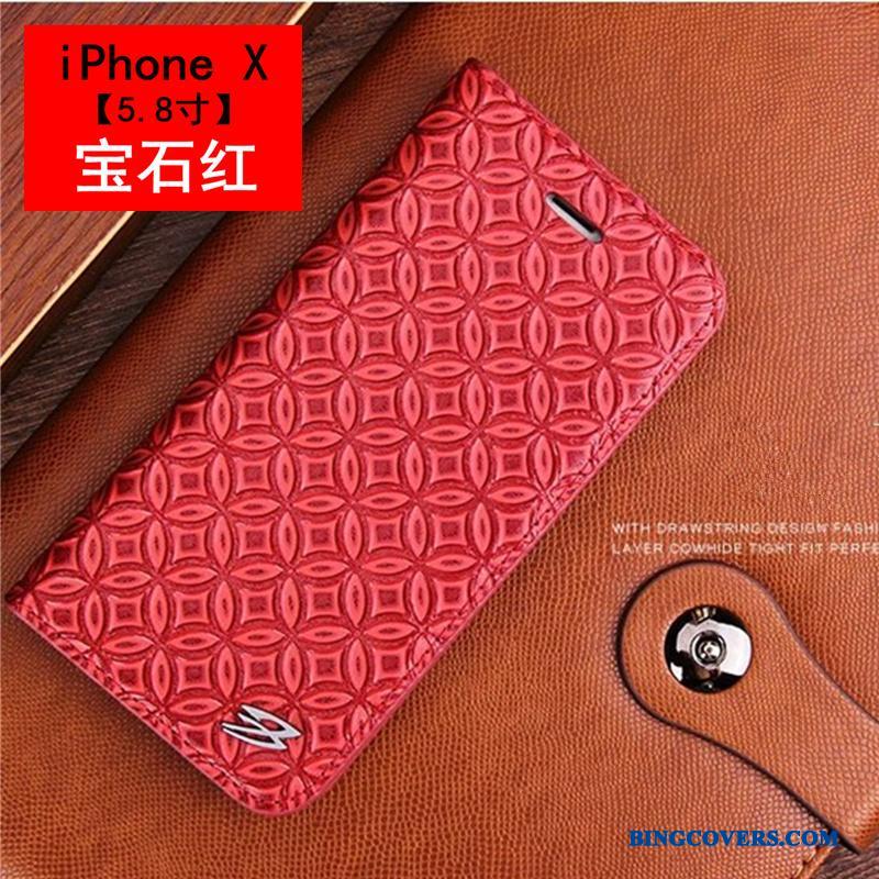 iPhone X Etui Krokodille Mønster Luksus Beskyttelse Folio Grøn Læder Lædertaske