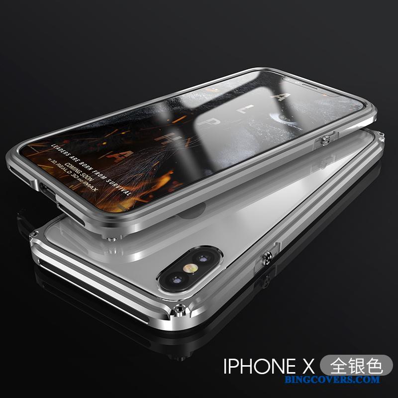 iPhone X Gennemsigtig Beskyttelse Blå Ny Alt Inklusive Metal Telefon Etui