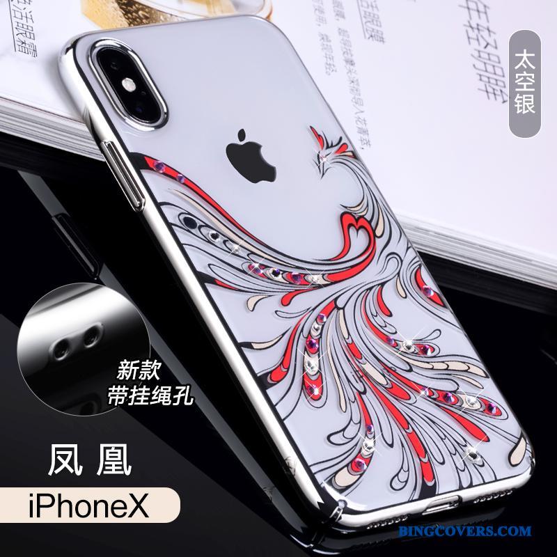 iPhone X Hængende Ornamenter Trendy Rød Telefon Etui Luksus Alt Inklusive Cover