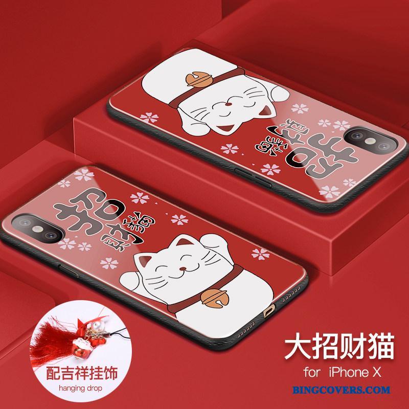 iPhone X Net Red Tynd Telefon Etui Cover Anti-fald Lilla Alt Inklusive
