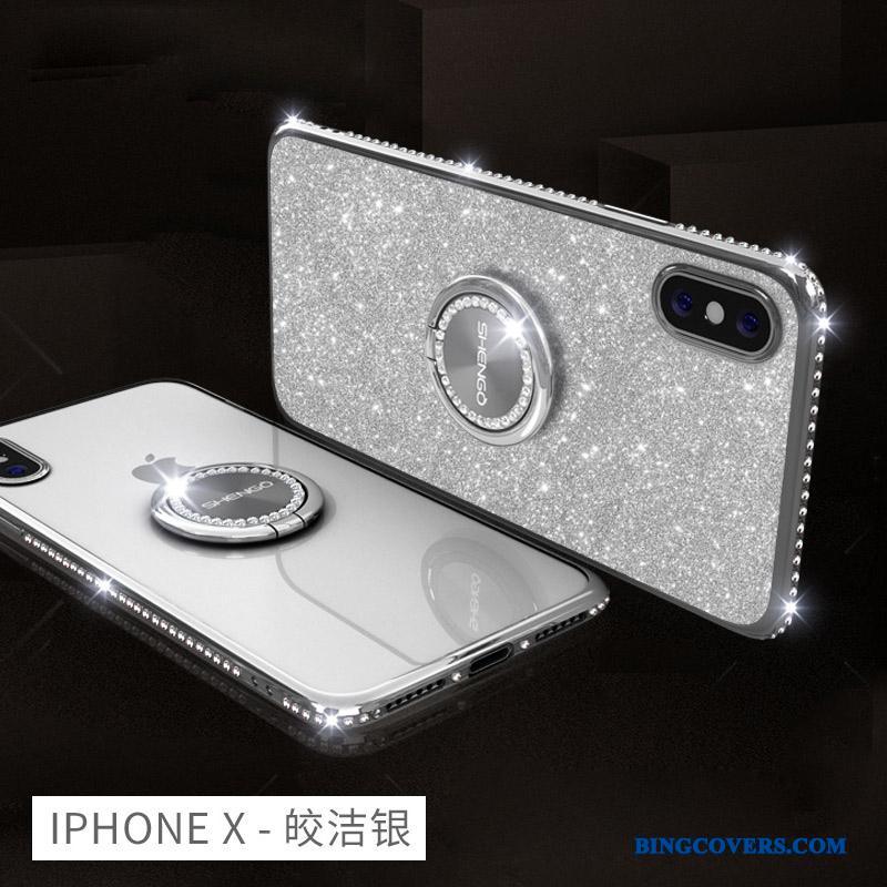 iPhone X Trendy Strass Telefon Etui Anti-fald Silikone Cover Lyserød