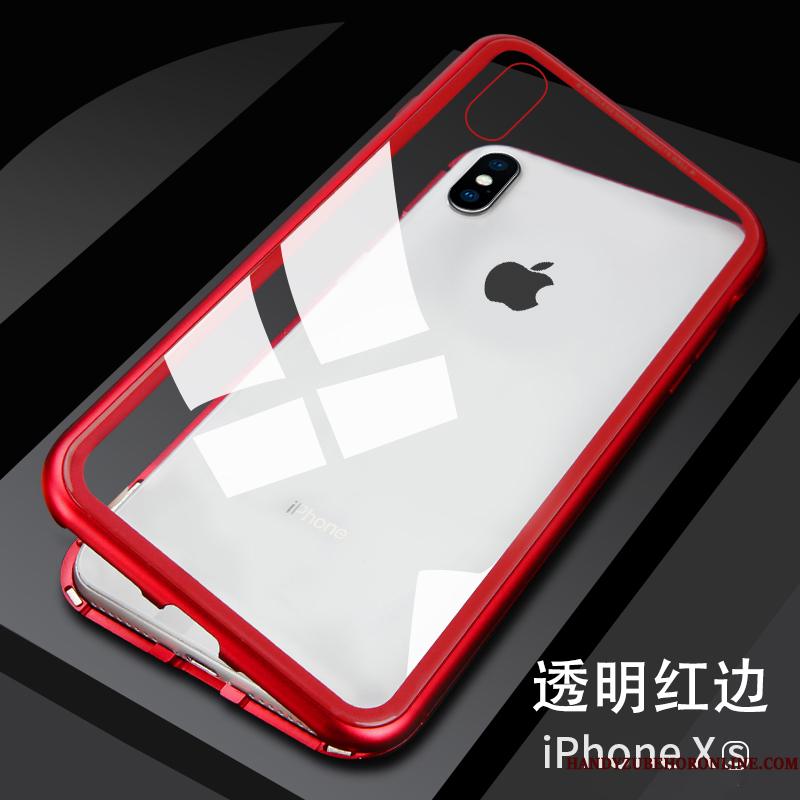 iPhone Xs Cover Telefon Etui Elskeren Metal Net Red Gennemsigtig Ny