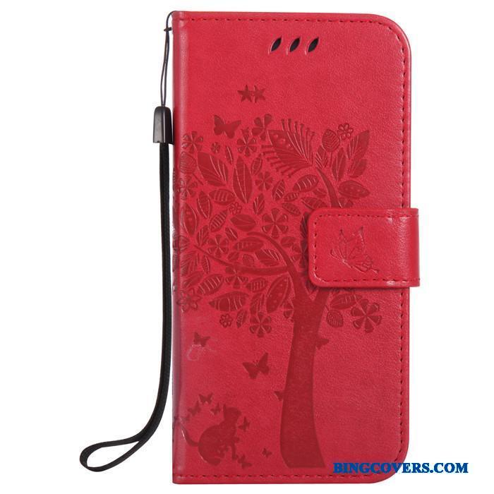 Htc One M9 Etui Beskyttelse Anti-fald Silikone Rød Mobiltelefon Folio Lædertaske