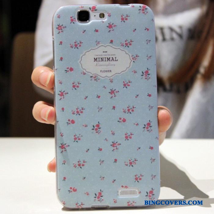 Huawei Ascend G7 Beskyttelse Anti-fald Telefon Etui Lyseblå Silikone Blød Cover