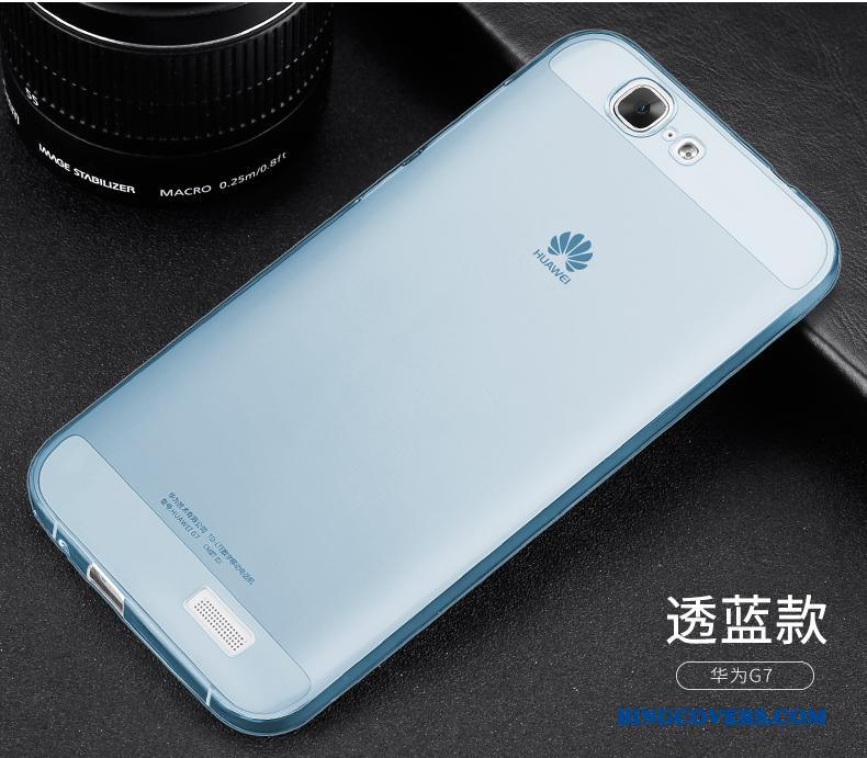 Huawei Ascend G7 Beskyttelse Silikone Cover Telefon Etui Let Tynd Gennemsigtig Lyseblå