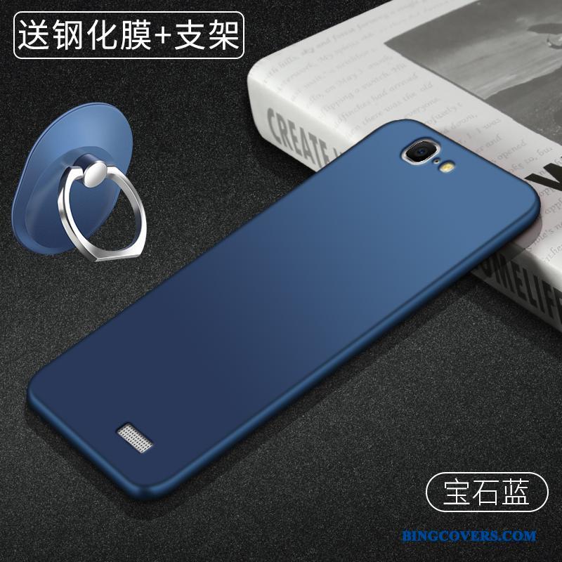 Huawei Ascend G7 Blød Mobiltelefon Nubuck Etui Beskyttelse Cover Blå