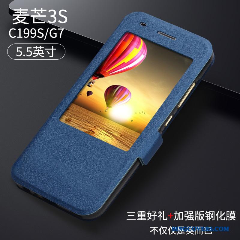 Huawei Ascend G7 Folio Telefon Etui Anti-fald Beskyttelse Blå Lædertaske Alt Inklusive