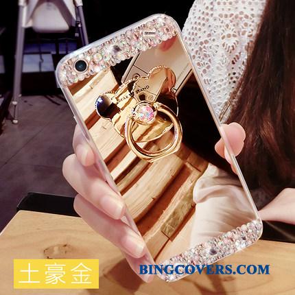 Huawei Ascend Mate 7 Etui Guld Strass Hængende Ornamenter Silikone Ring Af Personlighed Kreativ
