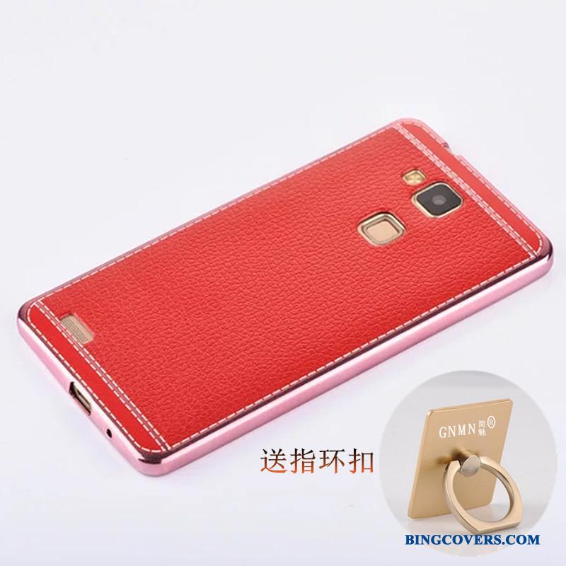 Huawei Ascend Mate 7 Etui Mobiltelefon Blød Rød Mønster Læder Belægning Silikone