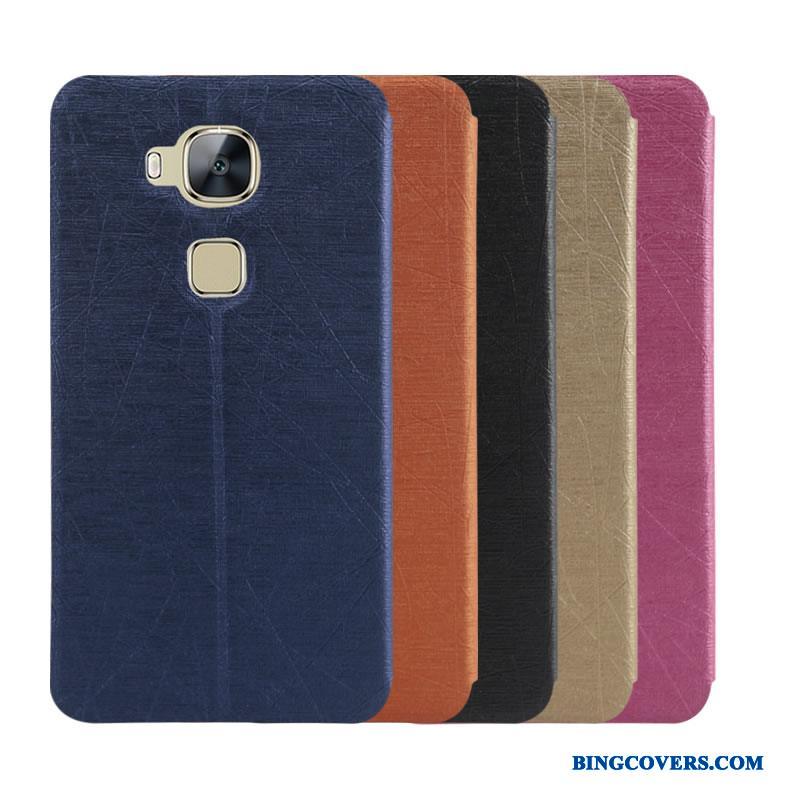 Huawei G7 Plus Etui Folio Lædertaske Cover Mobiltelefon Anti-fald Farve Mørkeblå