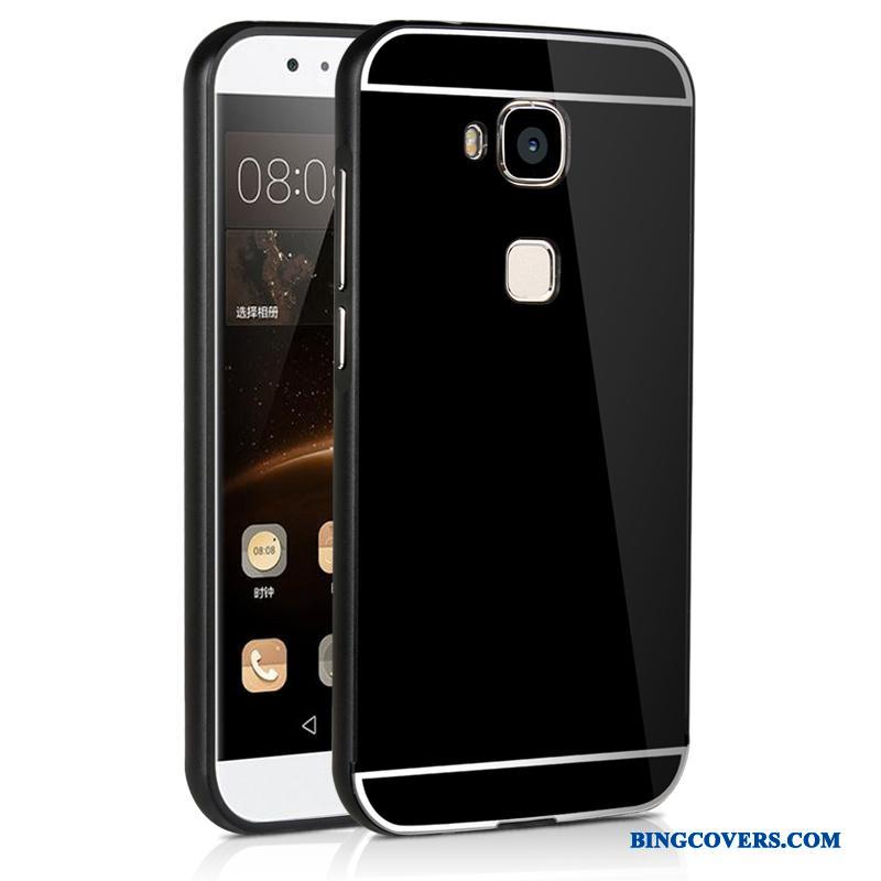 Huawei G7 Plus Ramme Cover Bagdæksel Tynd Etui Mobiltelefon Sort