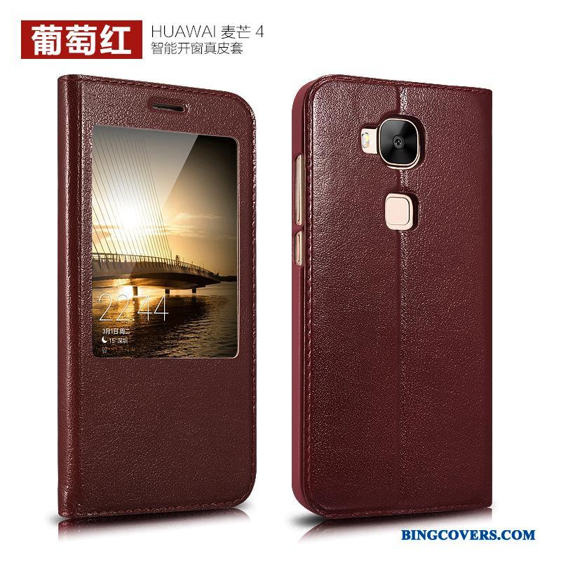 Huawei G7 Plus Telefon Etui Beskyttelse Ægte Læder Mobiltelefon Clamshell Cover Lædertaske