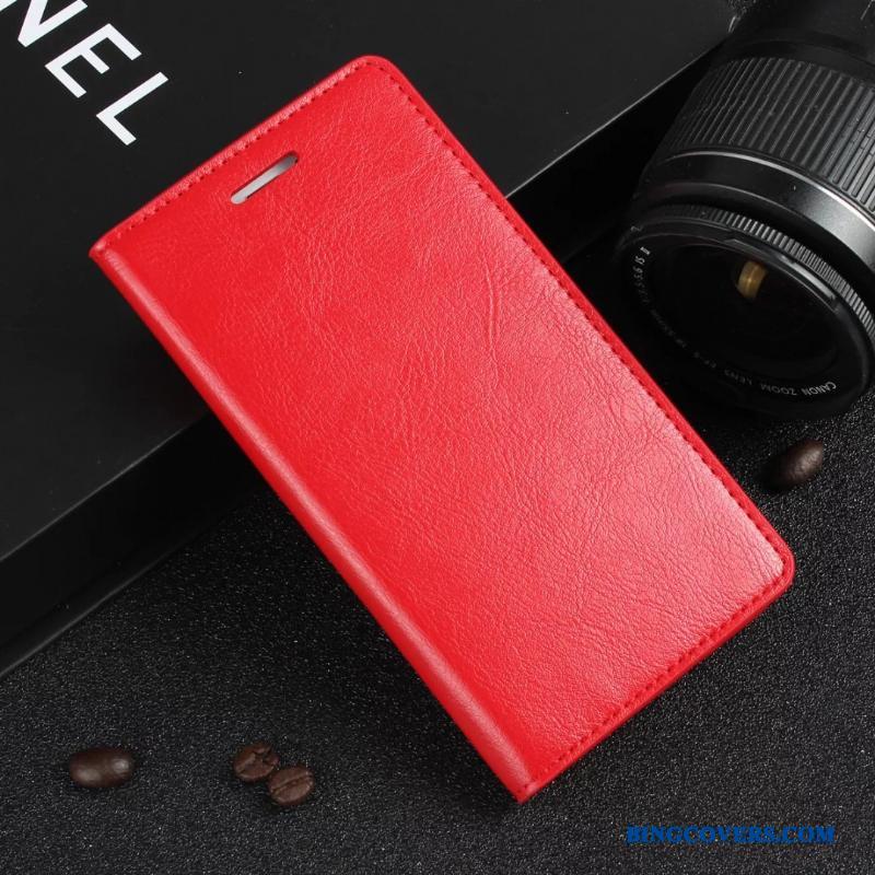 Huawei G9 Plus Clamshell Anti-fald Lædertaske Rød Cover Ægte Læder Telefon Etui