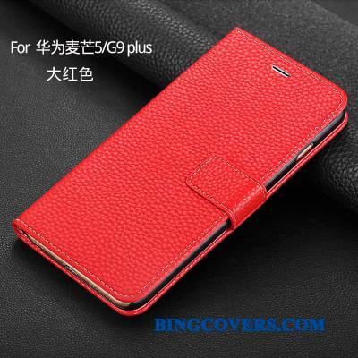 Huawei G9 Plus Clamshell Telefon Etui Alt Inklusive Beskyttelse Rød Tegnebog Cover