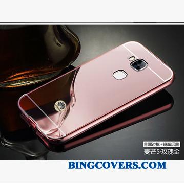 Huawei G9 Plus Rosa Guld Etui Metal Cover Trend Ramme Bagdæksel