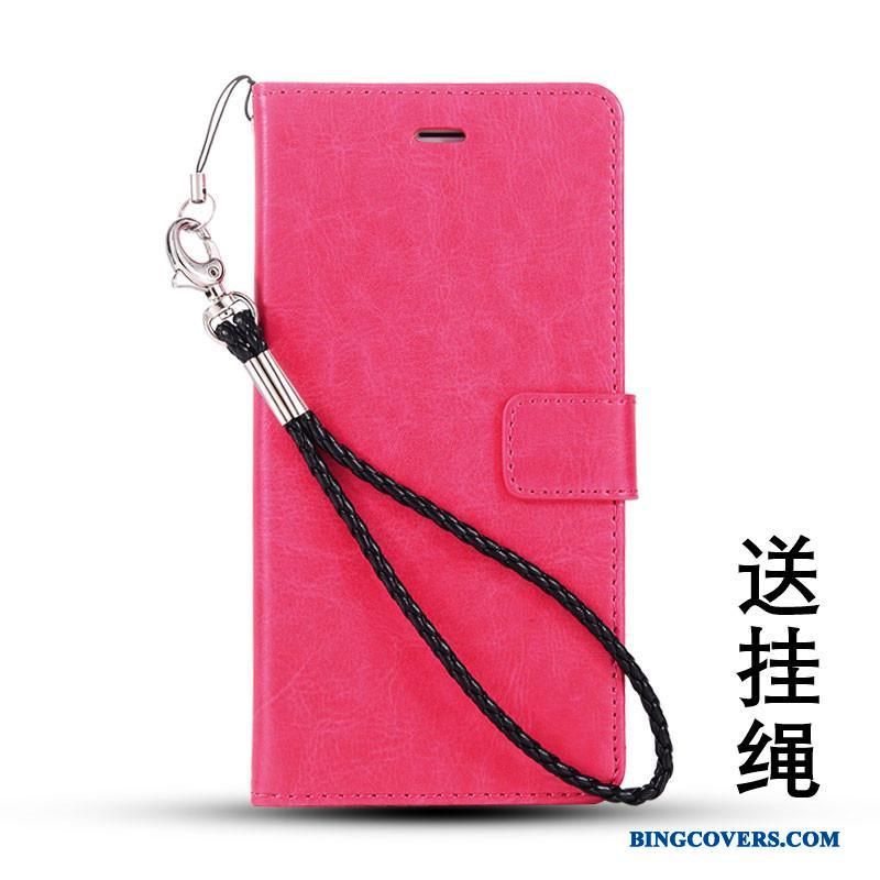 Huawei G9 Plus Rød Folio Telefon Etui Lædertaske Hængende Ornamenter Beskyttelse Anti-fald