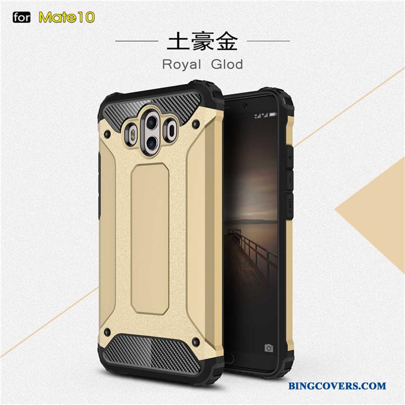 Huawei Mate 10 Cover Telefon Etui Tre Forsvar Anti-fald Glans Metal Guld