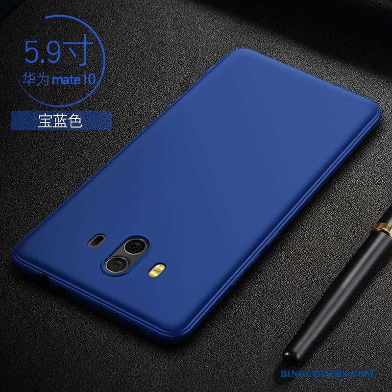 Huawei Mate 10 Etui Alt Inklusive Silikone Blå Beskyttelse Nubuck Tynd Cover