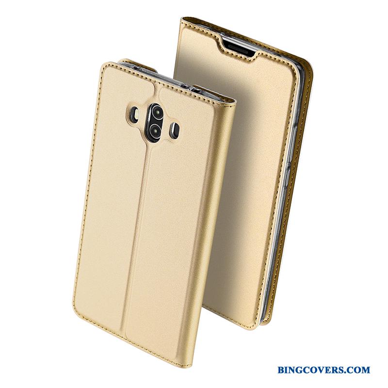 Huawei Mate 10 Hemming Beskyttelse Lædertaske Telefon Etui Guld Anti-fald Silikone
