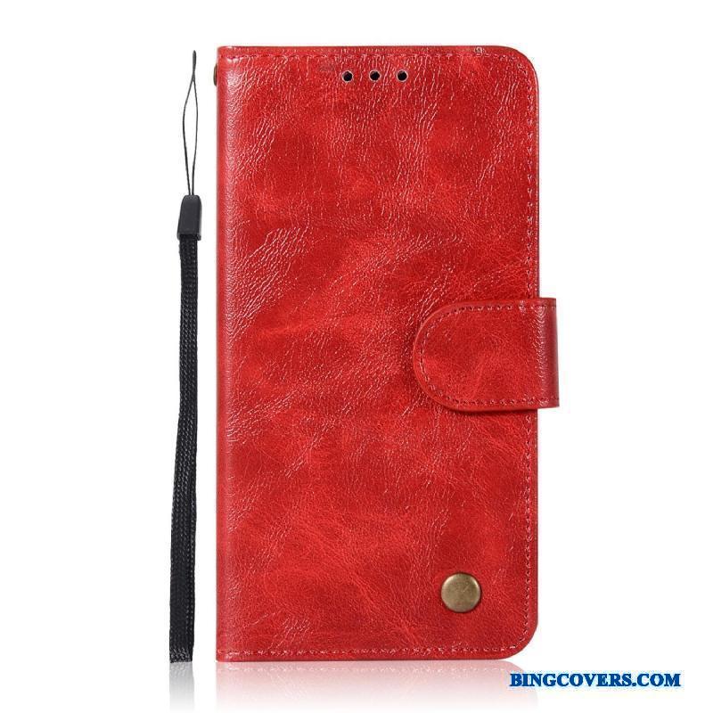 Huawei Mate 10 Lite Etui Lædertaske Solid Farve Kort Mobiltelefon Rød Vintage Folio