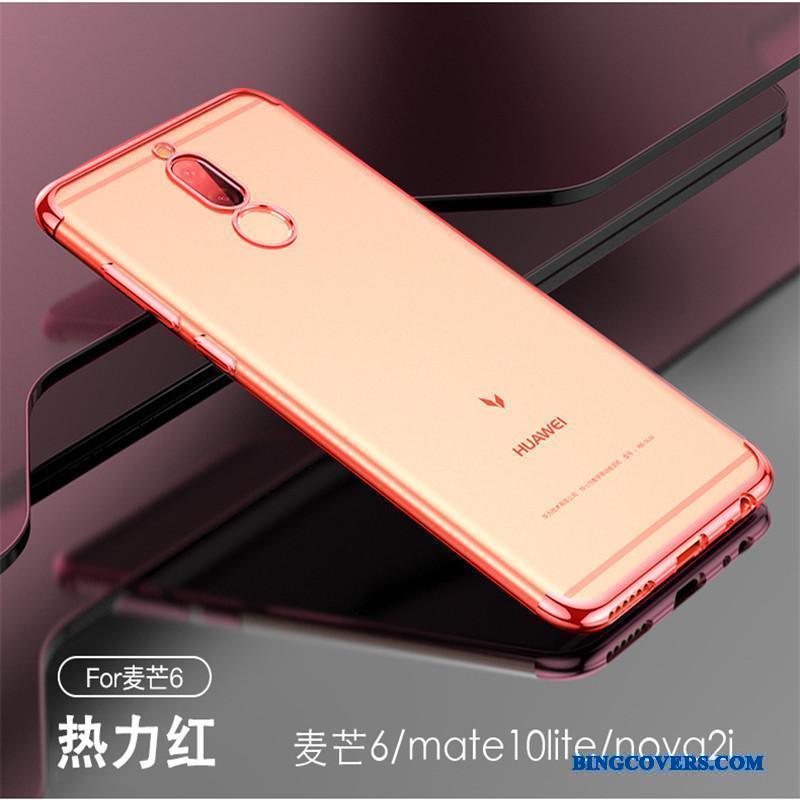 Huawei Mate 10 Lite Rød Blød Silikone Telefon Etui Gennemsigtig Anti-fald Belægning