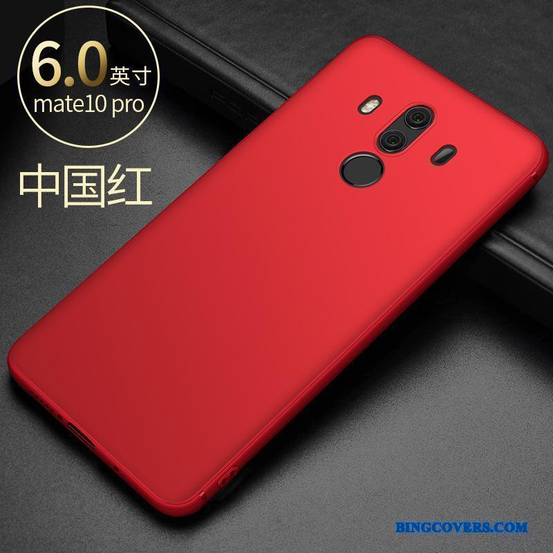 Huawei Mate 10 Pro Alt Inklusive Telefon Etui Nubuck Blød Simple Anti-fald Rød