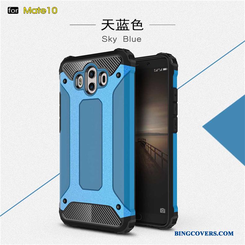 Huawei Mate 10 Silikone Metal Cover Glans Tre Forsvar Anti-fald Telefon Etui