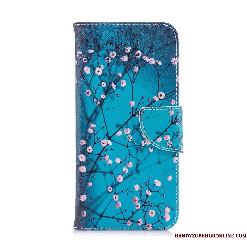 Huawei Mate 20 Lædertaske Folio Cover Beskyttelse Malet Blå Telefon Etui