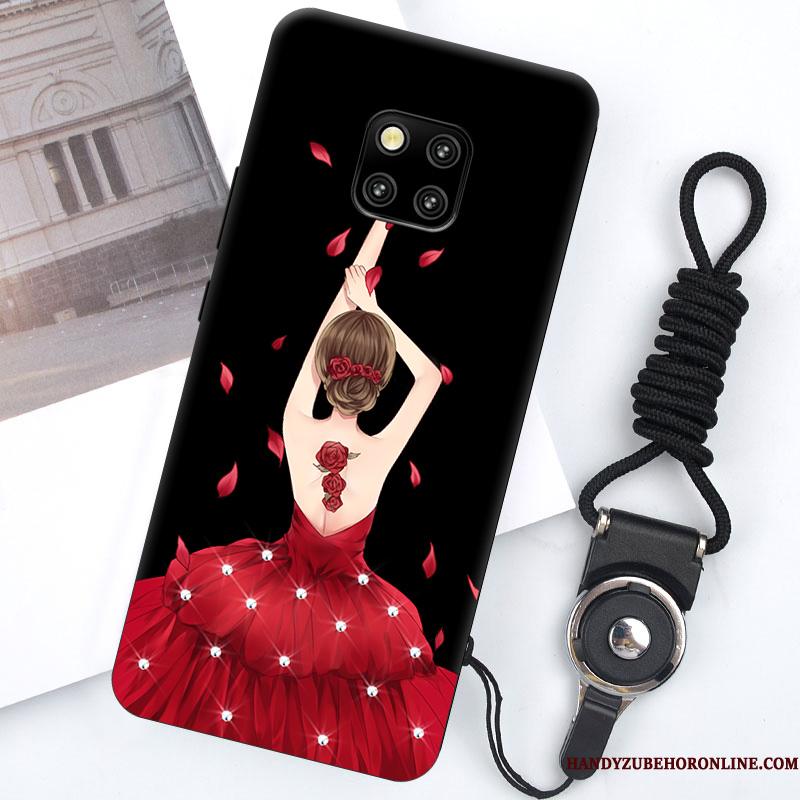 Huawei Mate 20 Pro Etui Anti-fald Trendy Sort Silikone Hængende Ornamenter Cover Af Personlighed