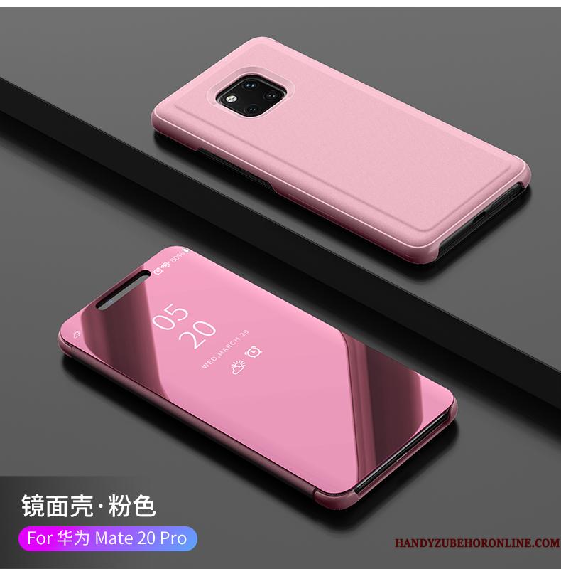 Huawei Mate 20 Rs Mode Folio Lædertaske Telefon Etui Spejl Belægning Rosa Guld