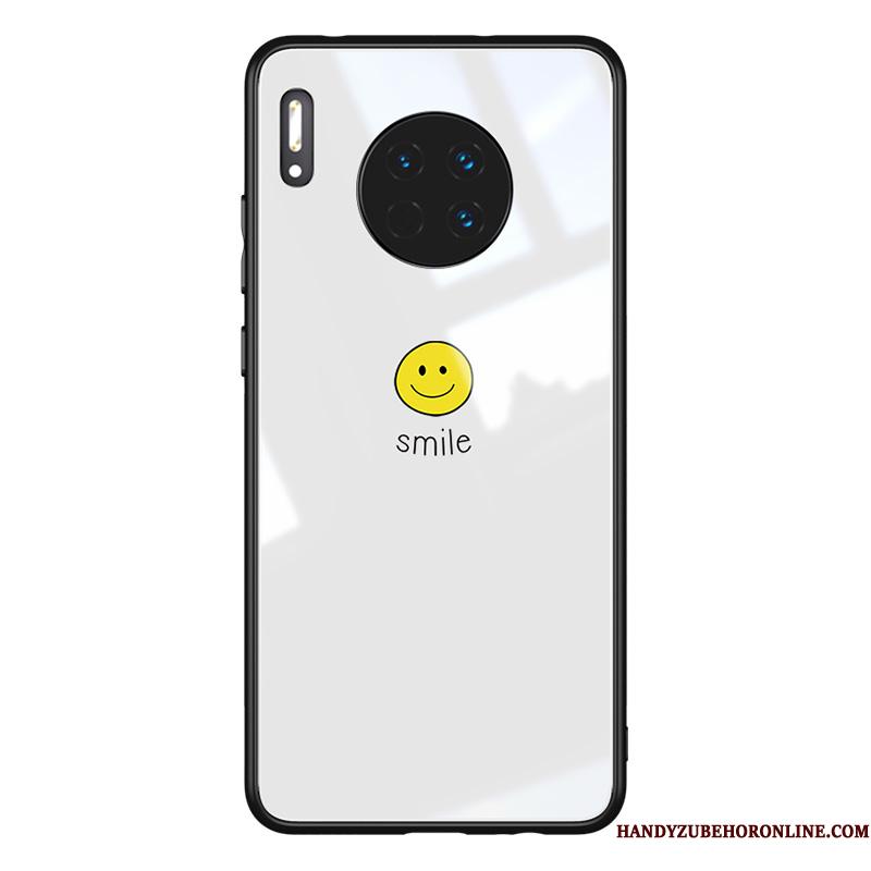 Huawei Mate 30 Hærdet Glas Hvid Tynd Alt Inklusive Ramme Telefon Etui Af Personlighed