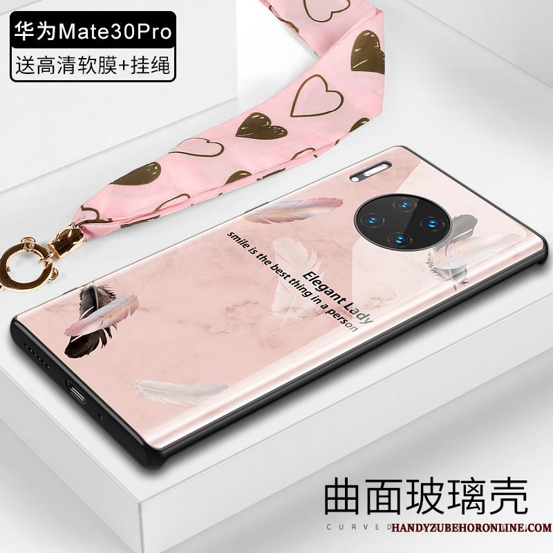 Huawei Mate 30 Pro Beskyttelse Fjer Cover Telefon Etui Trend Anti-fald Lyserød