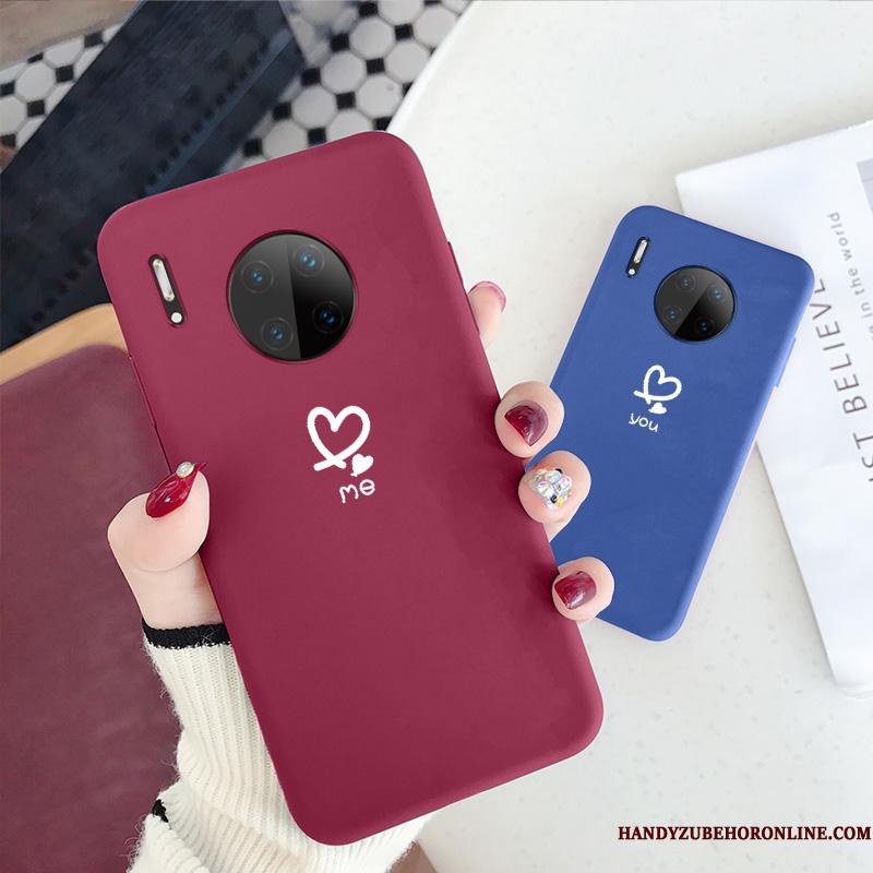 Huawei Mate 30 Pro Beskyttelse Silikone Simple Net Red Anti-fald Kærlighed Telefon Etui