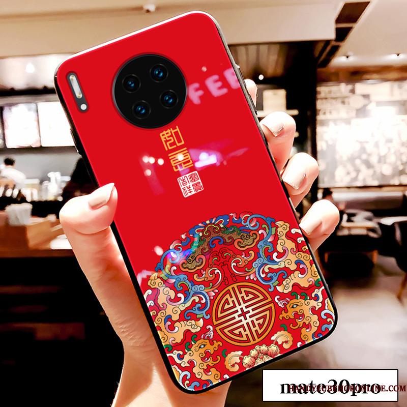 Huawei Mate 30 Pro Telefon Etui Kinesisk Stil Rød Rotte Tilpas Joyous Net Red