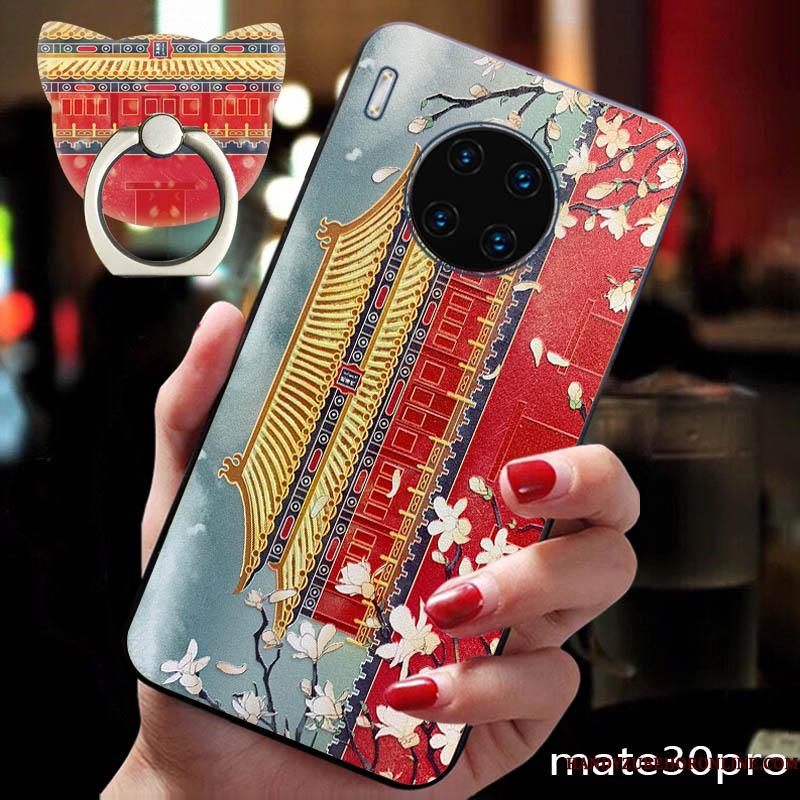 Huawei Mate 30 Pro Telefon Etui Kreativ Vind Silikone Vintage Blød Kinesisk Stil