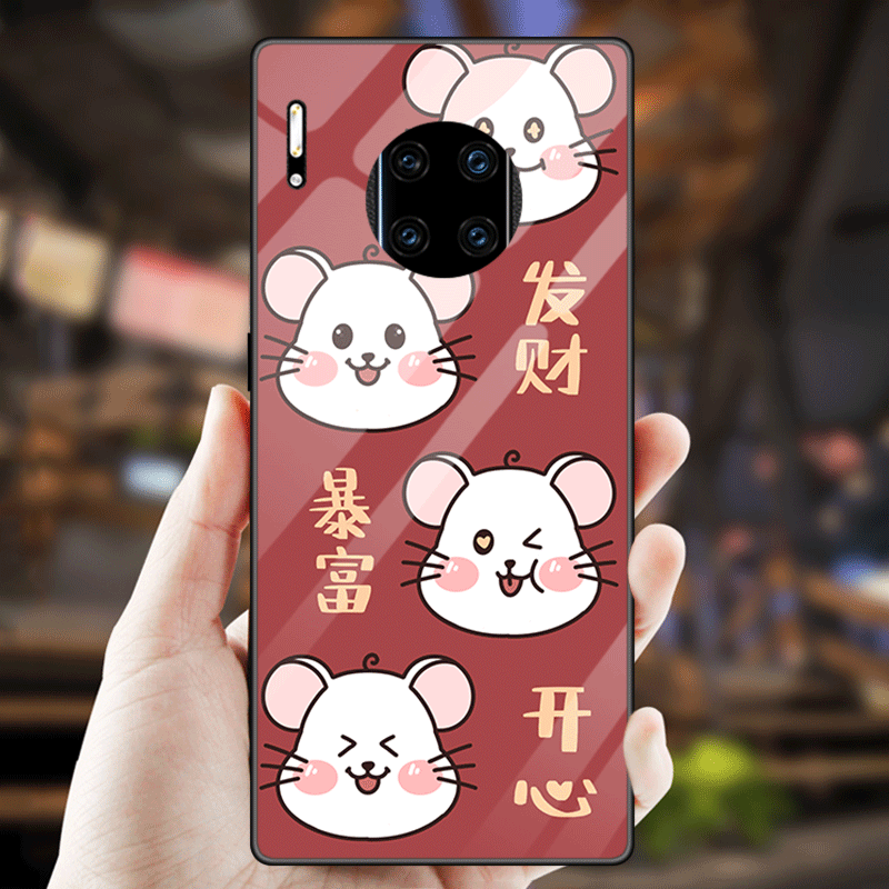 Huawei Mate 30 Rs Joyous Ny Rotte Anti-fald Telefon Etui Tilpas Hærdet Glas