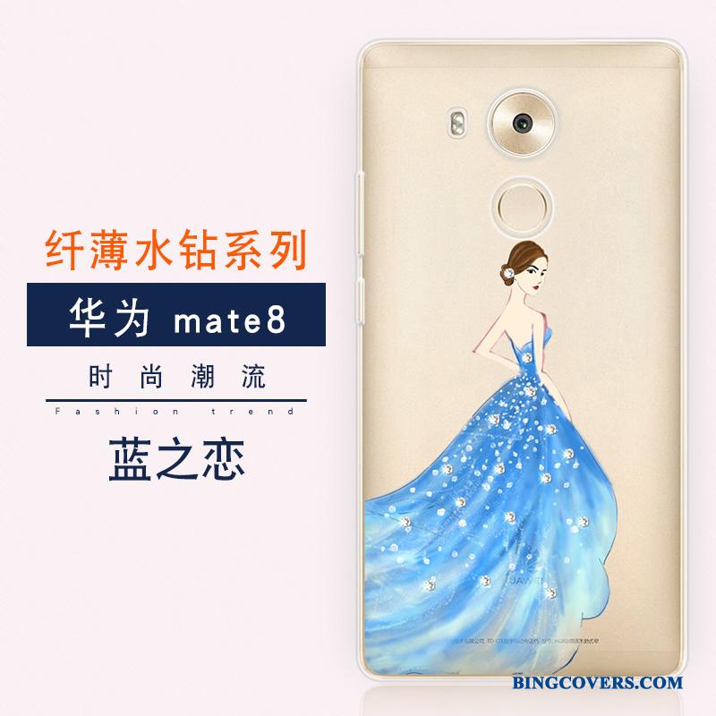 Huawei Mate 8 Alt Inklusive Telefon Etui Luksus Strass Blå Cover Anti-fald