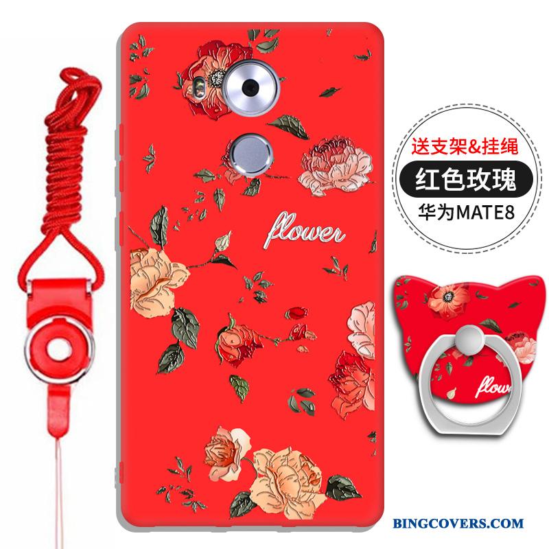 Huawei Mate 8 Tredimensionale Anti-fald Alt Inklusive Telefon Etui Rød Support Hængende Ornamenter