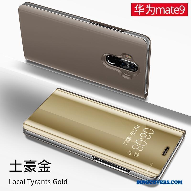 Huawei Mate 9 Folio Guld Telefon Etui Lædertaske Beskyttelse Cover Anti-fald