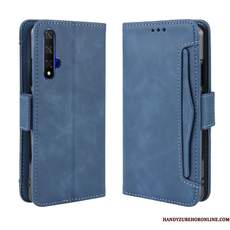 Huawei Nova 5t Mørkeblå Folio Beskyttelse Læder Cover Lædertaske Telefon Etui